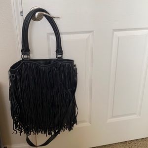 Black fringe handbag